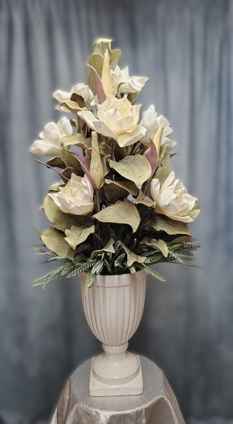 Hand Made Faux Arrangement in White Urn