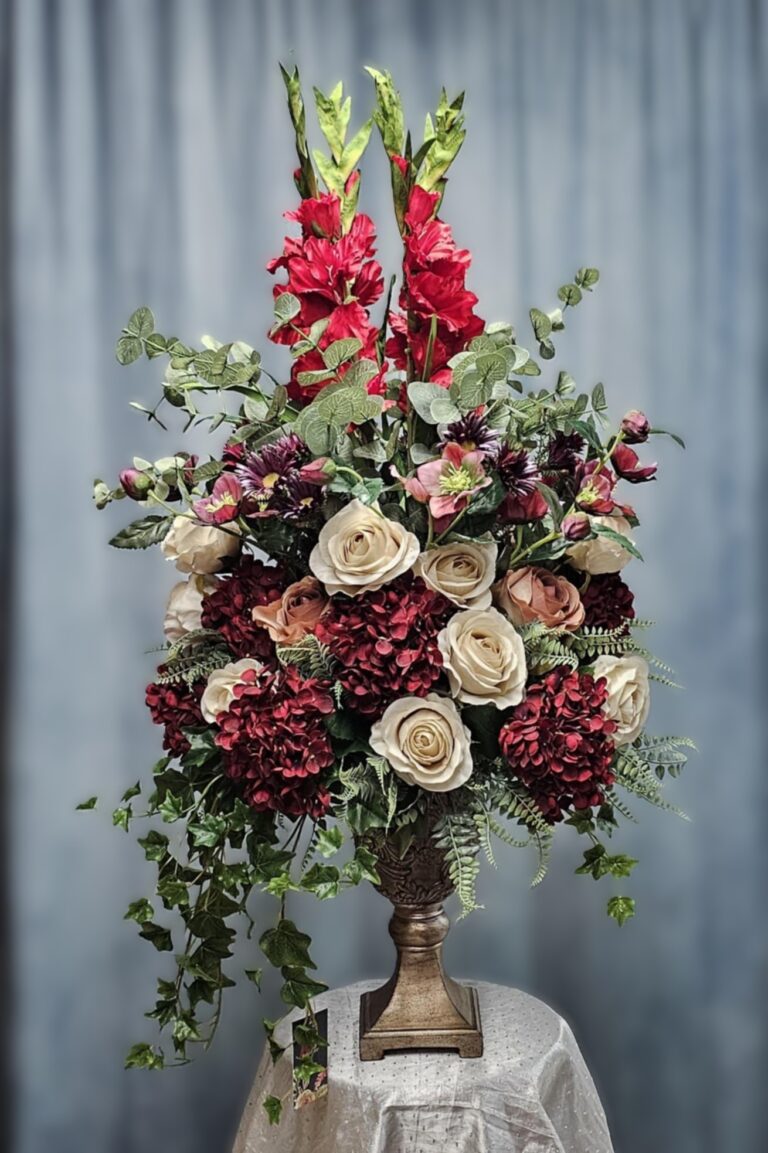 Hand Made Floral Arrangement in Antique Vase