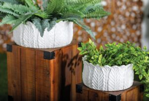 White Ceramic Leaf Indoor Outdoor Planter