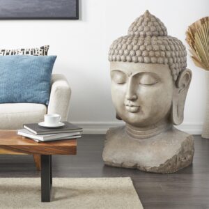 Brown Resin Buddha Large Speckled Decorative Sculpture with Textured Base
