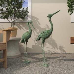 Green Aluminum Metal Crane Tall Indoor Outdoor Decorative Garden Sculpture