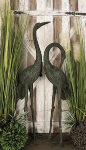 Green Aluminum Metal Crane Tall Indoor Outdoor Decorative Garden Sculpture