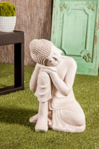 Gray Magnesium Oxide Buddha Indoor Outdoor Meditating Decorative Garden Sculpture