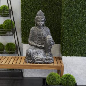 Silver Magnesium Oxide Buddha Indoor Outdoor Meditating Decorative Garden Sculpture