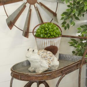 Light Gray Polystone Frog Indoor Outdoor Decorative Garden Sculpture