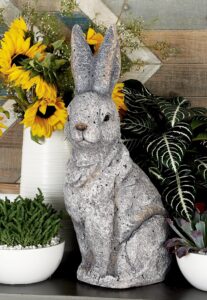 Gray Polystone Rabbit Indoor Outdoor Decorative Garden Sculpture
