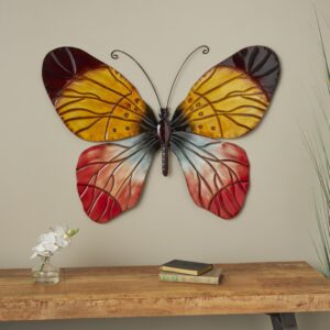Red Metal Butterfly Indoor Outdoor Home Wall Decor