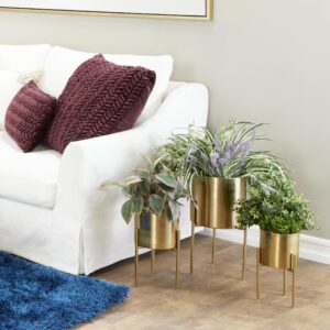 Gold Metal Indoor Outdoor Planter with Removable Stand