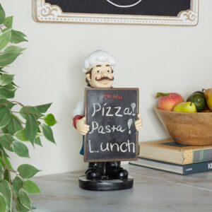 Black Polystone Chef Decorative Sculpture with Chalkboard