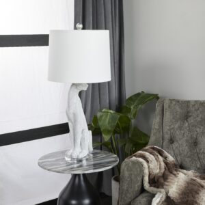 Silver Polystone Leopard Room Table Lamp