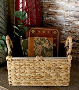 Light Brown Seagrass Handmade Decorative and Functional Storage Basket with Handles