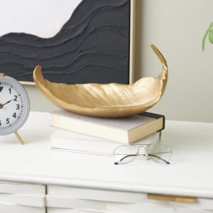 Gold Resin Bird Feather Decorative Bowl