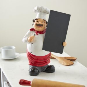 White Polystone Chef Kitchen Decorative Figurine Decorative Sculpture with Chalkboard