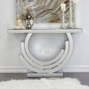 Silver Glass Mirrored Living Room Console Table