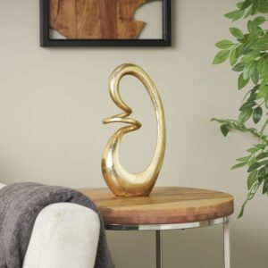 Gold Aluminum Metal Abstract Swirl Decorative Sculpture