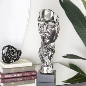 Silver Porcelain Ceramic Mask Quiet Gesture Decorative Sculpture