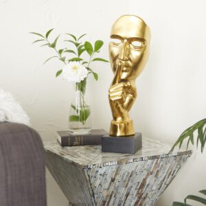 Gold Porcelain Ceramic Mask Quiet Gesture Decorative Sculpture