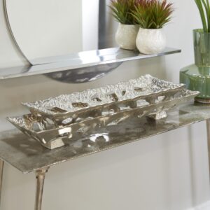 Silver Aluminum Metal Living Room Decor Tray