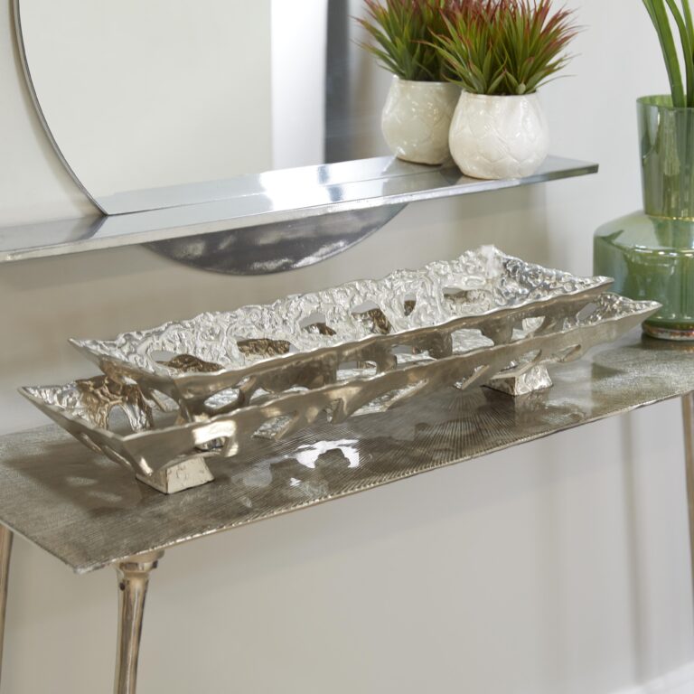 Silver Aluminum Metal Living Room Decor Tray