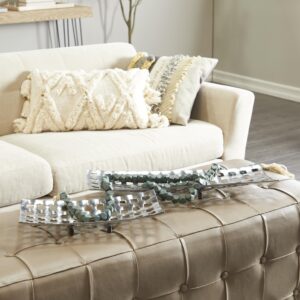 Silver Aluminum Metal Living Room Decor Tray with Grid Design