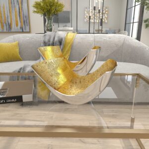 Gold Aluminum Metal Decorative Bowl with Gold Interior