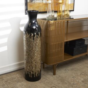 Black Capiz Shell Handmade Decorative Vase with Gold Ombre Design