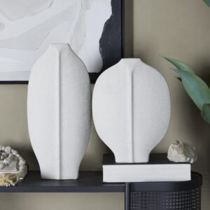 White Ceramic Abstract Textured Decorative Vase