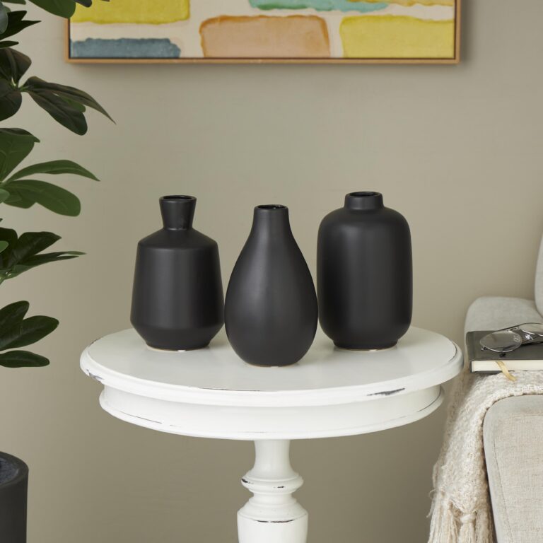 Black Ceramic Minimalistic Decorative Vase with Varying Shapes