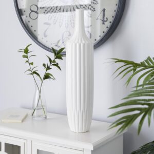 White Ceramic Stripe Texture Decorative Vase