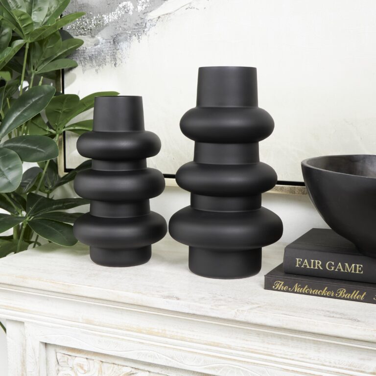 Black Glass Dimensional Bubble Decorative Vase