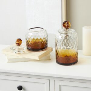 Orange Glass Geometric Faceted Ombre Living Room Decorative Jars with Diamond Knobs