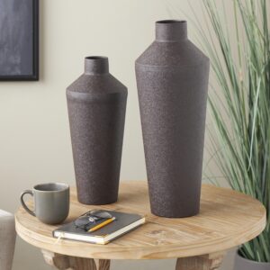 Black Metal Textured Tapered Decorative Vase
