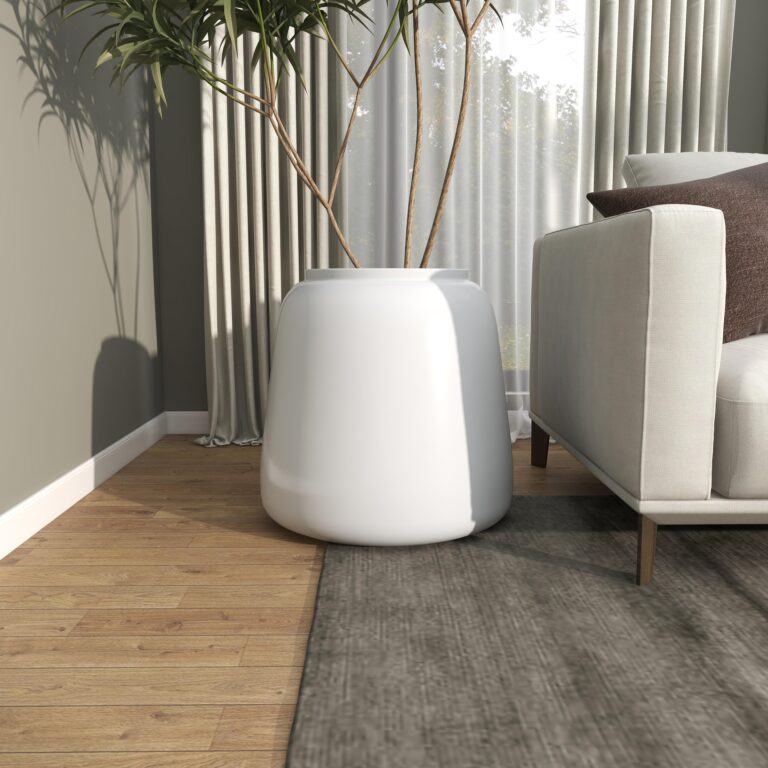 White Resin Short Floor Decorative Vase
