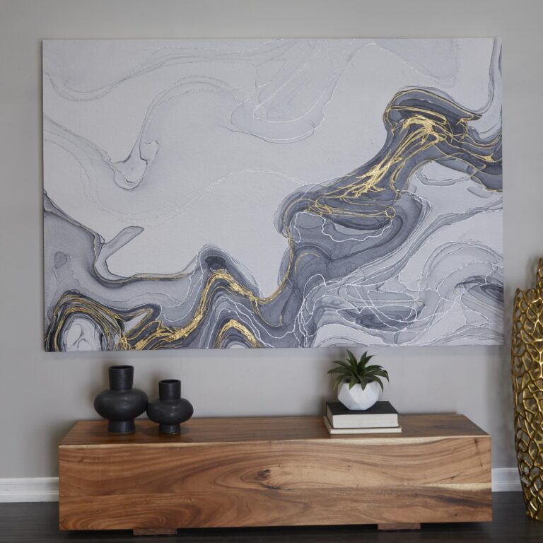 Gray Canvas Geode Waves Decorative Wall Art