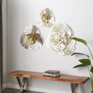 Gold Metal Floral Large 3D Home Wall Decor with Cutouts, 3 sizes
