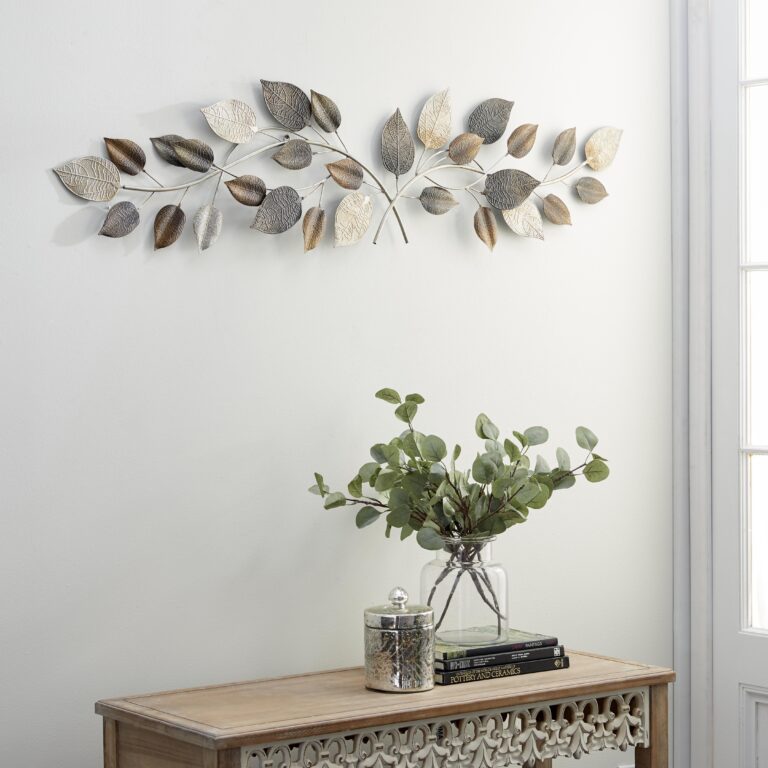Bronze Metal Leaf Long Textured Home Wall Decor with Multiple Shades