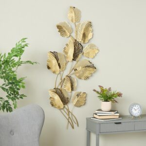 Gold Stainless Steel Metal Leaf Layered Home Wall Decor