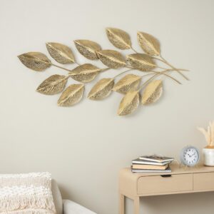 Gold Stainless Steel Metal Leaf Layered Home Wall Decor