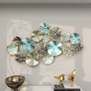 Multi Colored Metal Plate 3D Overlapping Discs Home Wall Decor