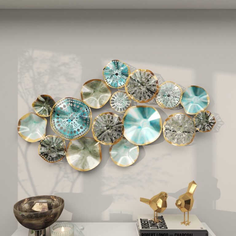 Multi Colored Metal Plate 3D Overlapping Discs Home Wall Decor