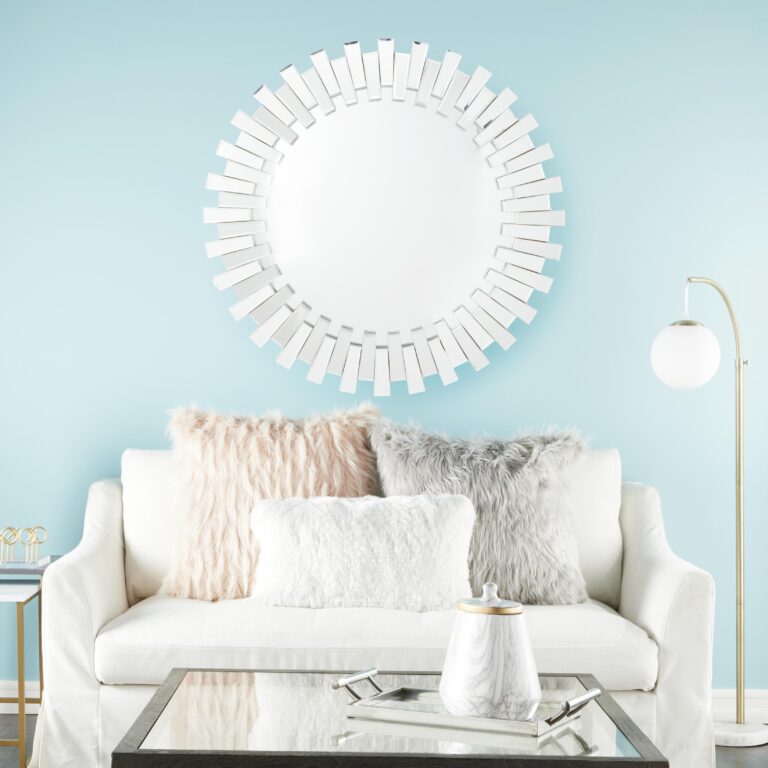 Silver Glass Starburst Room Wall Mirror
