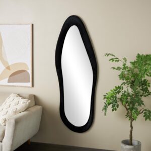 Black Velvet Abstract Wavy Room Wall Mirror