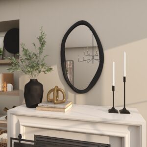 Black Wooden Abstract Oval Room Wall Mirror